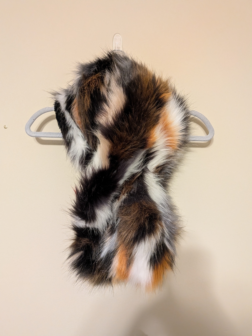 Multicolor Faux Fur Scarf - Black, Brown, White & Orange
